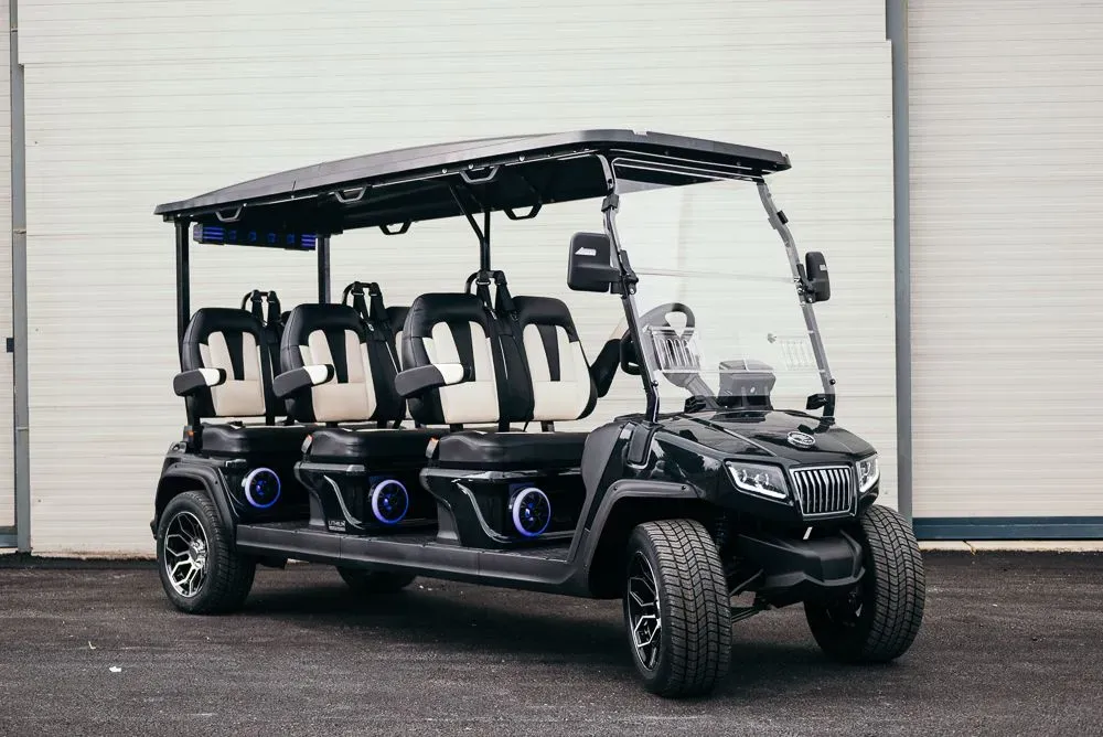 De lado esta el carrito, para 6 pasajeros, ventajas carrito serie D5 maverick6 plus